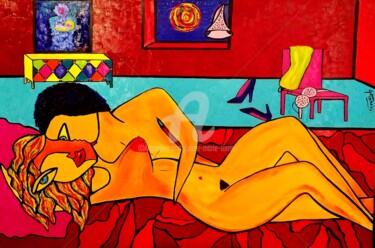 LES RETROUVAILLES Painting titled "LES RETROUVAILLES" by Anne Marie Torrisi, Original Artwork, Oil Mounted on Wood Stretcher frame