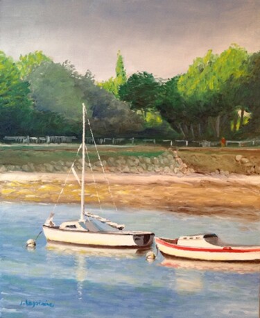 Peinture intitulée "Mouillage au crépus…" par Jacques Lajoinie, Œuvre d'art originale, Huile