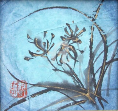 Schilderij getiteld "Légère brise bleuté…" door Catherine Mondoux (4INE), Origineel Kunstwerk, Inkt