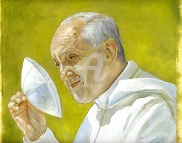 Pittura intitolato "papa Francesco "rit…" da Cosimo Amedeo Eliodoro, Opera d'arte originale, Olio