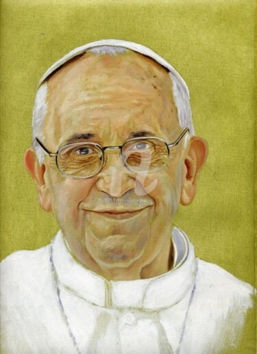 Pittura intitolato "papa Francesco "rit…" da Cosimo Amedeo Eliodoro, Opera d'arte originale, Olio