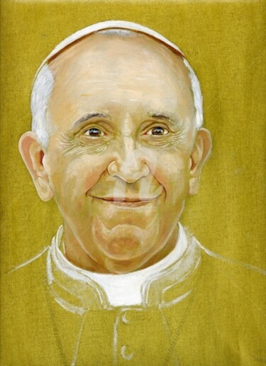Pittura intitolato "papa Francesco "rit…" da Cosimo Amedeo Eliodoro, Opera d'arte originale, Olio