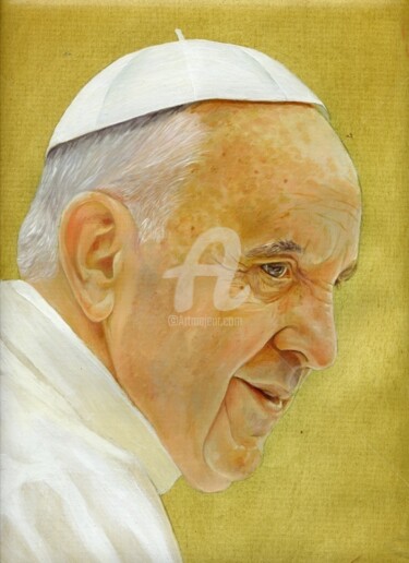 papa Francesco "ritratto" Pittura intitolato "papa Francesco "rit…" da Cosimo Amedeo Eliodoro, Opera d'arte originale, Olio