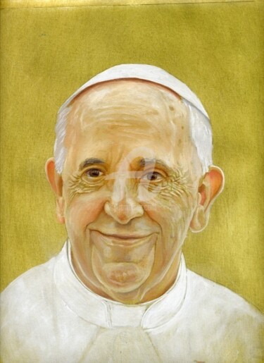 Pittura intitolato "papa Francesco "rit…" da Cosimo Amedeo Eliodoro, Opera d'arte originale, Olio