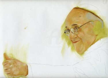 Pittura intitolato "papa Francesco "rit…" da Cosimo Amedeo Eliodoro, Opera d'arte originale, Olio