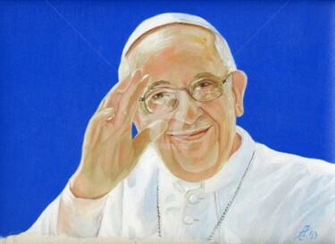 Pittura intitolato "papa Francesco "rit…" da Cosimo Amedeo Eliodoro, Opera d'arte originale, Olio