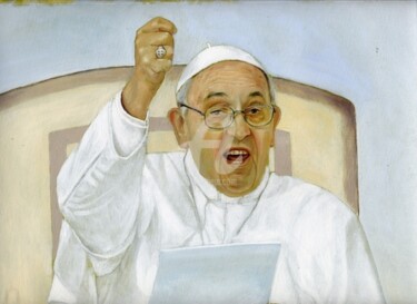 Pittura intitolato "papa Francesco "rit…" da Cosimo Amedeo Eliodoro, Opera d'arte originale, Olio
