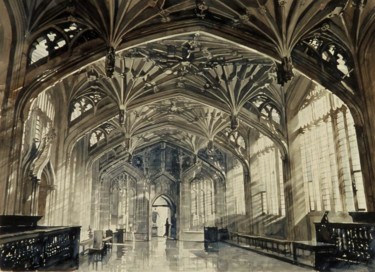 Peinture intitulée "Intérieur, Divinity…" par Paul Dmoch, Œuvre d'art originale, Aquarelle