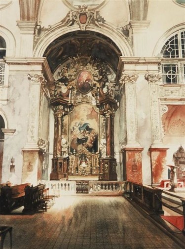 Peinture intitulée "Autel-secondaire, F…" par Paul Dmoch, Œuvre d'art originale, Aquarelle