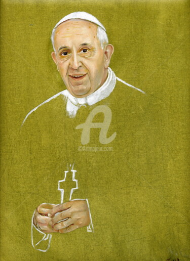 Pittura intitolato "Papa Francesco "Pre…" da Cosimo Amedeo Eliodoro, Opera d'arte originale, Olio