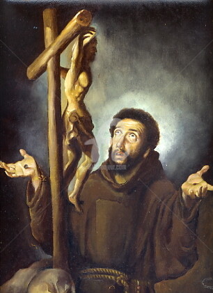 Pittura intitolato "San Francesco "copi…" da Cosimo Amedeo Eliodoro, Opera d'arte originale, Olio