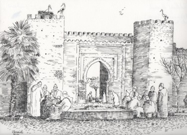 Dessin intitulée "Meknes (Maroc)" par Abdellatif Zeraidi Bd Lltyf Lzrydy, Œuvre d'art originale, Autre