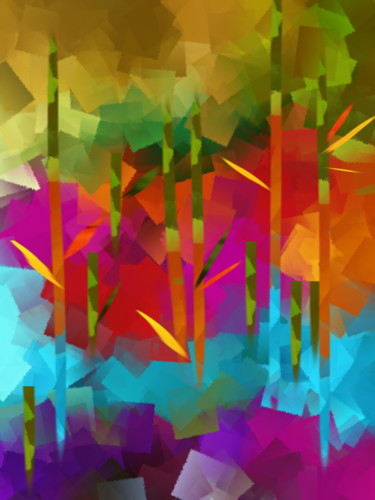 Digitale Kunst mit dem Titel "FORÊT" von Catherine Wernette, Original-Kunstwerk, Digitale Malerei