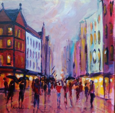 Malerei mit dem Titel "Grafton St Bustle 3…" von Bill O'Brien, Original-Kunstwerk, Öl