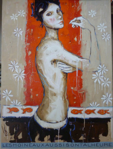Peinture intitulée "les moineaux aussi…" par Catherine Cornec, Œuvre d'art originale, Autre
