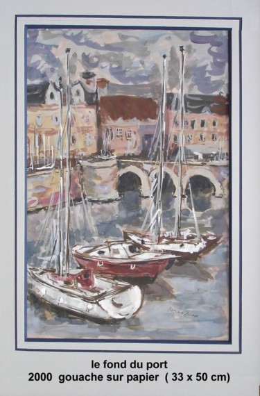 Peinture intitulée "le fond du port" par Ioana, Œuvre d'art originale, Gouache