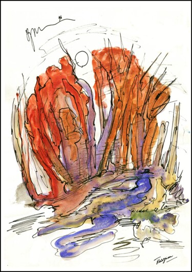Paysage Пейзаж landscape 8780 제목이 "Paysage Пейзаж land…"인 그림 Дима Dima Вильмс Wilms (Рок-Живописец Rock-Painter)로, 원작, 구아슈