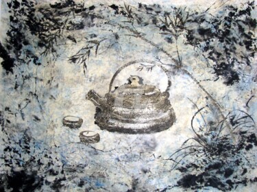 Schilderij getiteld "Thé aujourd'hui...o…" door Catherine Mondoux (4INE), Origineel Kunstwerk, Inkt