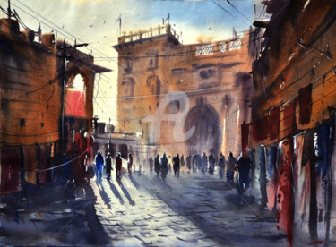 Painting titled "jaisalmer-fort.jpg" by Kishore Singh, Original Artwork, Oil