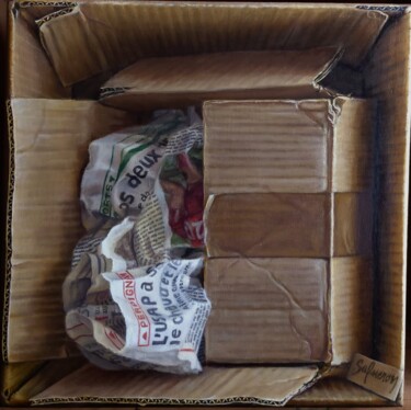 les cartons Peinture intitulée "les cartons" par Catherine Salmeron, Œuvre d'art originale, Huile