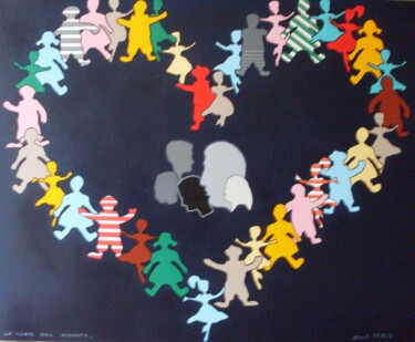 Peinture intitulée "le-coeur-des-aidant…" par Nyls  Eliot, Œuvre d'art originale, Huile
