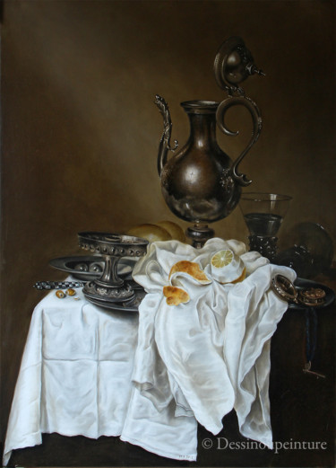 Nature morte à l'aiguière - copie Peinture intitulée "Nature morte à l'ai…" par Isabelle Frances, Œuvre d'art originale, Huile