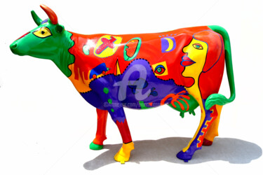Sculpture titled "Cow Ba" by Bruno Antony-Thouret (bruno antony), Original Artwork, Plastic