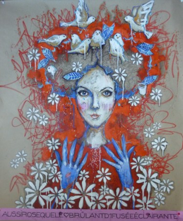 Peinture intitulée "aussi rose que le c…" par Catherine Cornec, Œuvre d'art originale, Autre