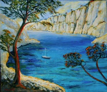Peinture intitulée "Calanque d'En-Vau" par Pascal Baudot, Œuvre d'art originale, Huile Monté sur Châssis en bois