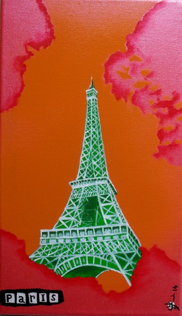 Pop Eiffel Peinture intitulée "Pop Eiffel" par Marc Parmentier, Œuvre d'art originale, Acrylique Monté sur Châssis en bois