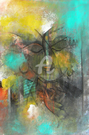 Abstract Face 2013 Painting titled "Abstract Face 2013" by M. Singh, Original Artwork, Oil