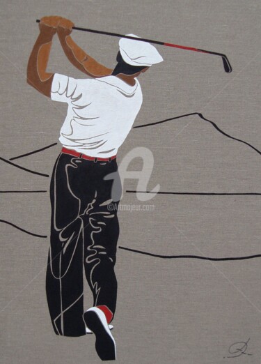 Peinture intitulée "" B. HOGAN 1950 " /…" par Jacquotte Gaignault, Œuvre d'art originale