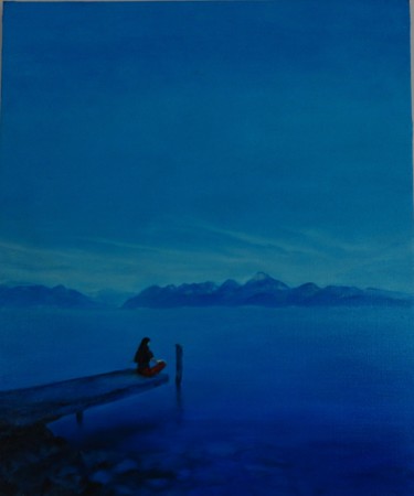 Peinture intitulée "Mes rêves en bleu" par Françoise Folley, Œuvre d'art originale, Huile