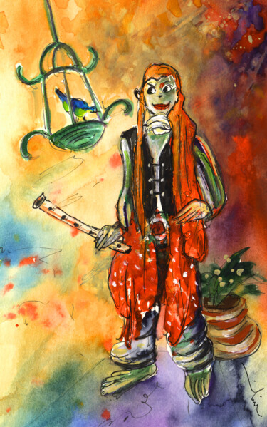 Musician in Crocodile Park 02 绘画 标题为“Musician in Crocodi…” 由Miki De Goodaboom, 原创艺术品, 水粉