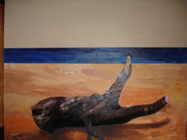 Pintura titulada "TRONCO VARADO EN LA…" por Santial Alonso, Obra de arte original, Oleo