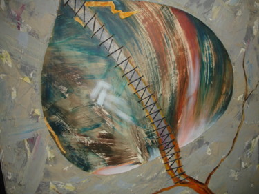 Pintura titulada "HOJA COSIDA" por Santial Alonso, Obra de arte original, Oleo