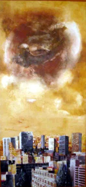 Pintura titulada "NUBES SOBRE LA CIUD…" por Santial Alonso, Obra de arte original, Otro