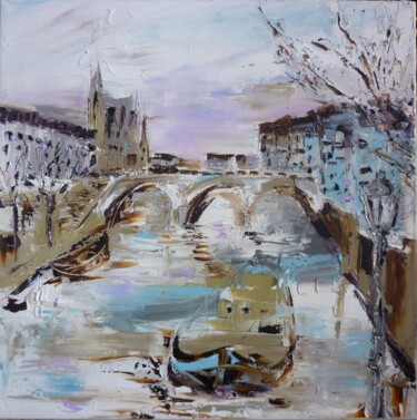 Peinture intitulée "Quartier Saint Laur…" par Christelle Veron Cherbonnier, Œuvre d'art originale, Huile