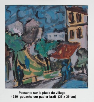 Peinture intitulée "passants sur la pla…" par Ioana, Œuvre d'art originale, Huile