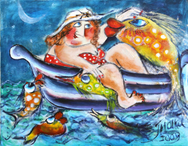 Painting titled "Pisces" by Malka Tsentsiper, Original Artwork, Acrylic