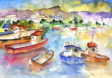 Puerto Mogan 01 绘画 标题为“Puerto Mogan 01” 由Miki De Goodaboom, 原创艺术品, 水粉