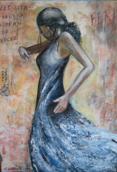 Peinture intitulée "LA FLAMENCA" par Christine Leger, Œuvre d'art originale, Acrylique