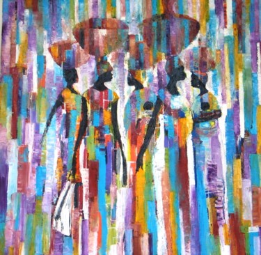 Market women Painting titled "Market women" by Benedict Adedipe, Original Artwork, Oil