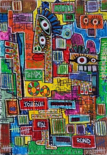 Peinture intitulée "Histoire commune" par Pioch, Œuvre d'art originale, Huile