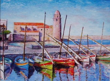 Peinture intitulée "Port de Collioure (…" par Paul-Louis Recco, Œuvre d'art originale, Huile
