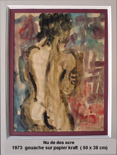 Peinture intitulée "Nu de dos ocre" par Ioana, Œuvre d'art originale, Huile