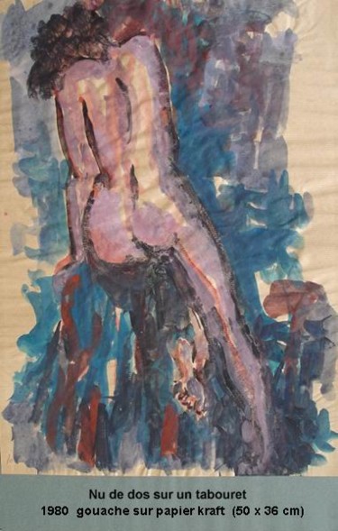 Peinture intitulée "Nu de dos sur un ta…" par Ioana, Œuvre d'art originale, Huile