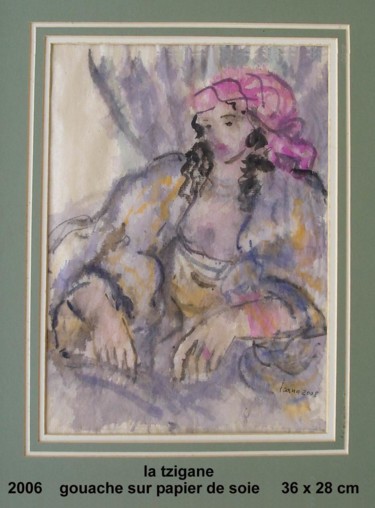 Peinture intitulée "la tzigane" par Ioana, Œuvre d'art originale, Gouache