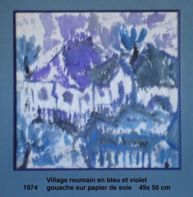 Peinture intitulée "Village roumain en…" par Ioana, Œuvre d'art originale, Gouache