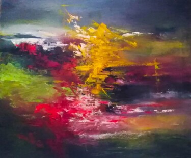 绘画 标题为“Abstraction Vertica…” 由Esteban Navarro, 原创艺术品, 油 安装在木质担架架上